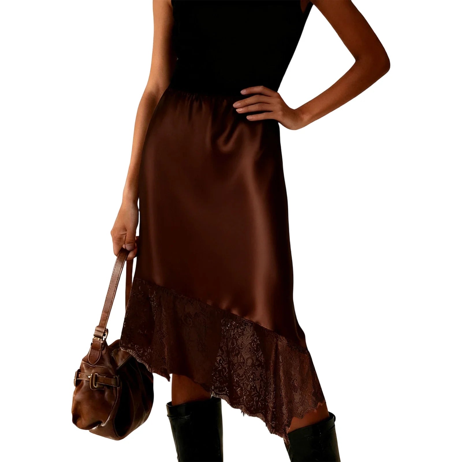 Jupe Satin Marron Image