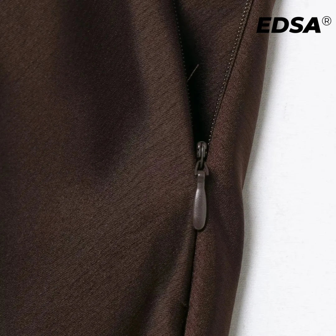 Jupe Satin Dentelle Fendue Midi