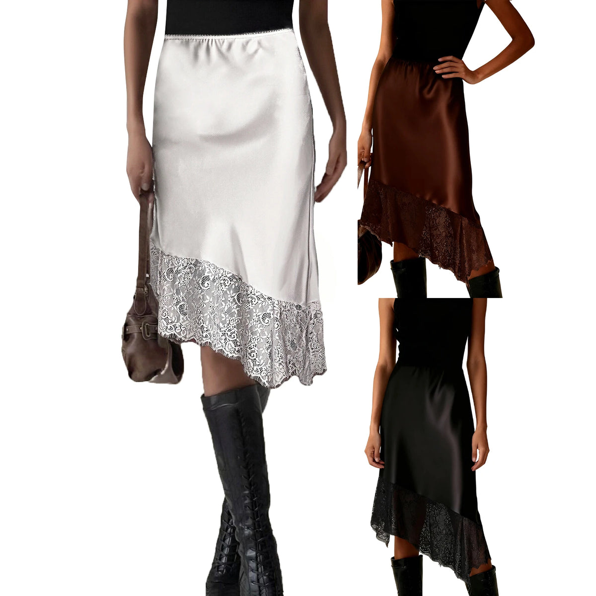 jupe en satin bordeaux