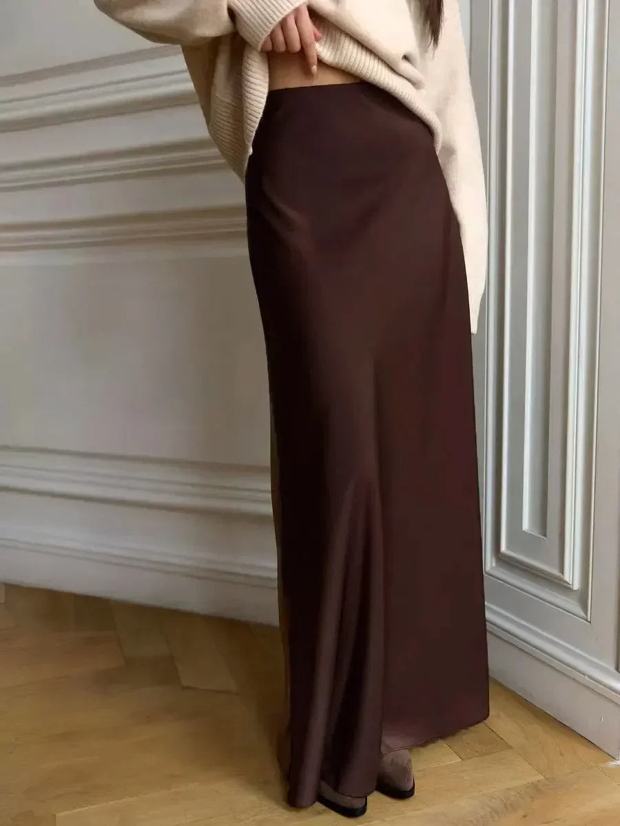 Jupe Satin Sirène Taille Haute