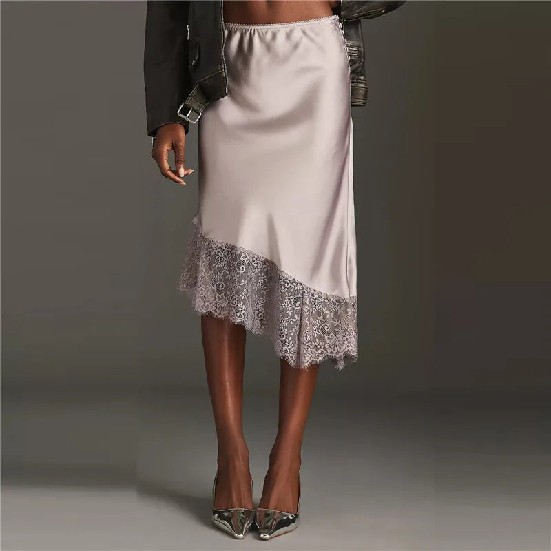 jupe en satin bordeaux