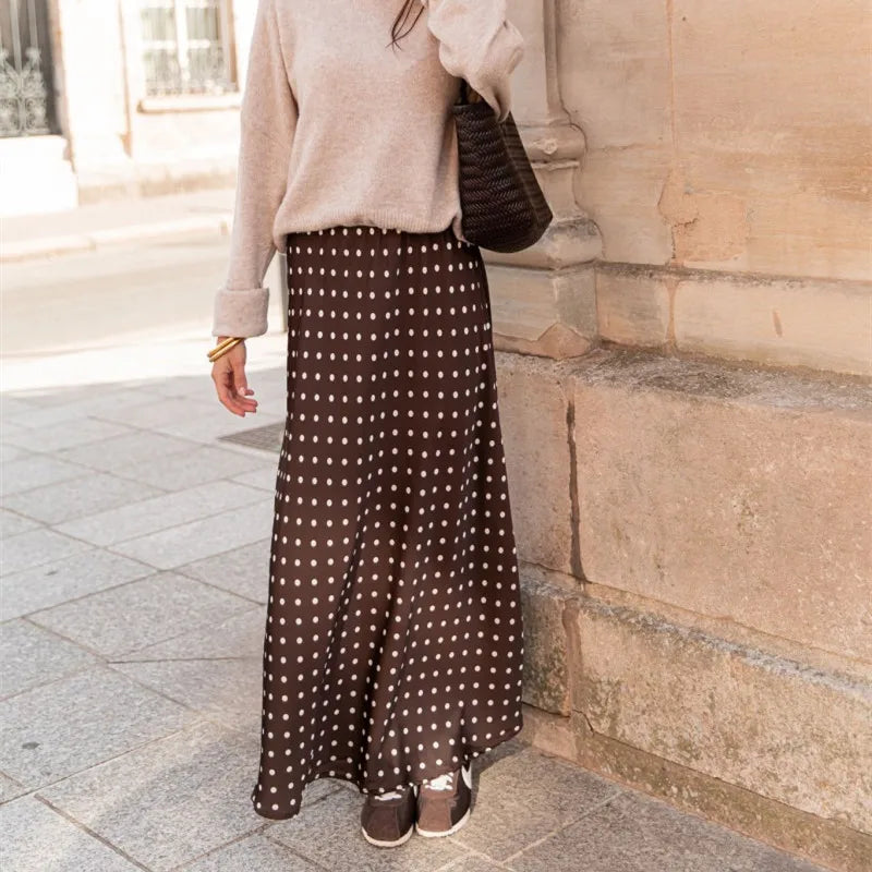 jupe en satin marron