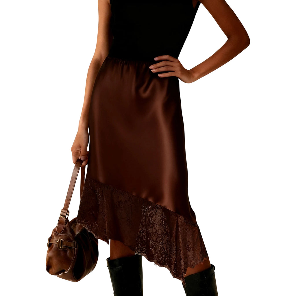 jupe en satin bordeaux