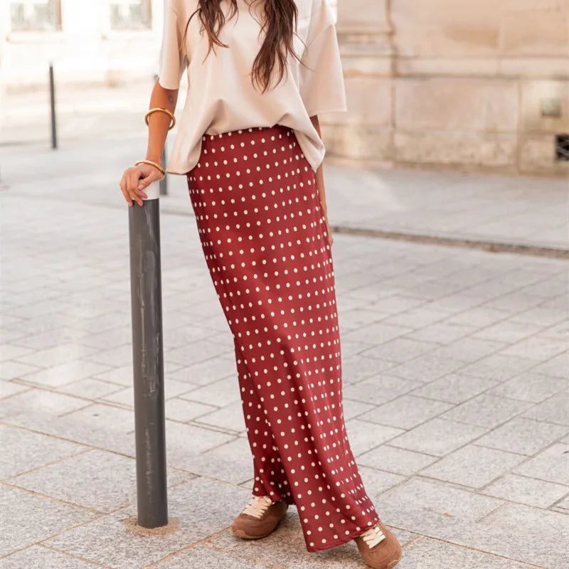 Jupe Satin Longue Pois Vintage Image