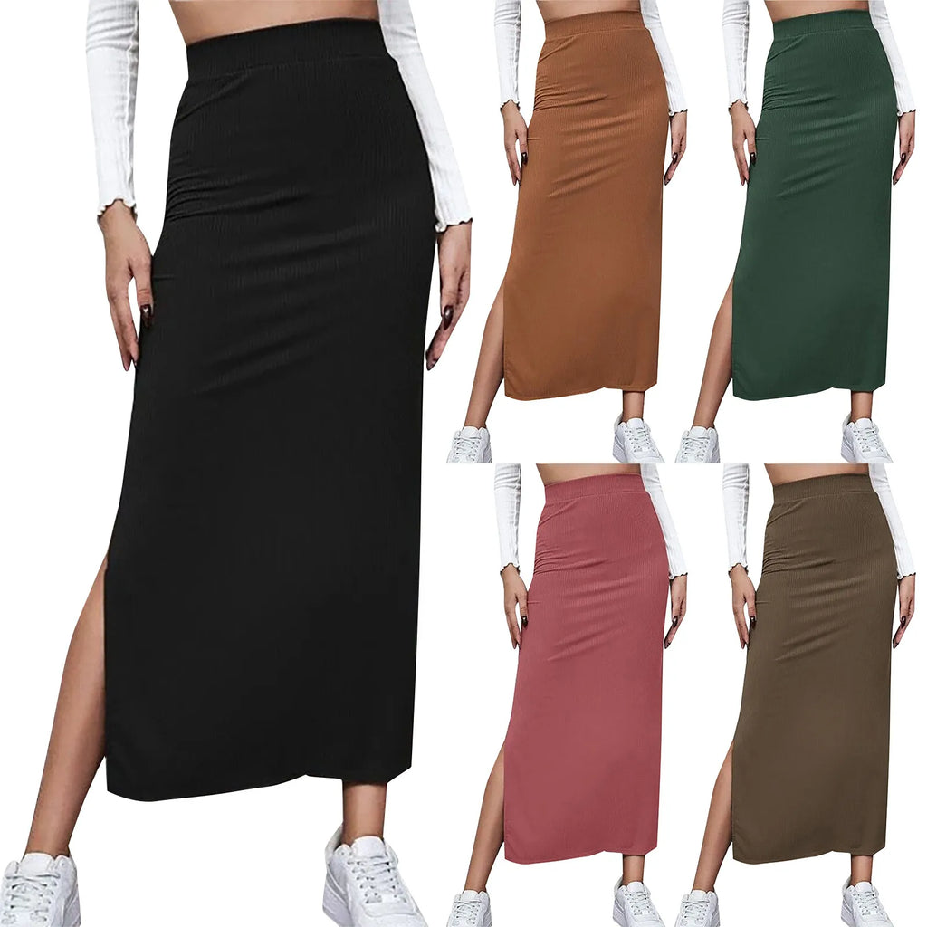 Jupe Satin Midi Fente Slim