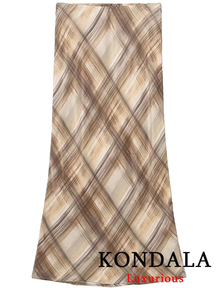 Jupe Satin Vintage Plaid Femme