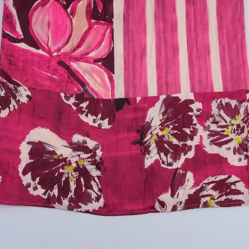 Jupe Satin Taille Haute Imprimée Midi